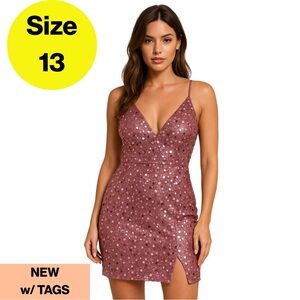 2/for $20 🪩 DEAR MOON Blush Pink Sequin Mini Dress 💓 (Size 13)